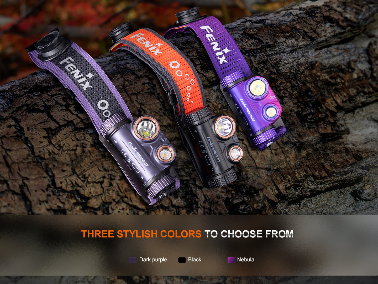 Fenix HM65R-DT – Lanternă frontală – 1500 Lumeni – 170 Metri – Dark Purple