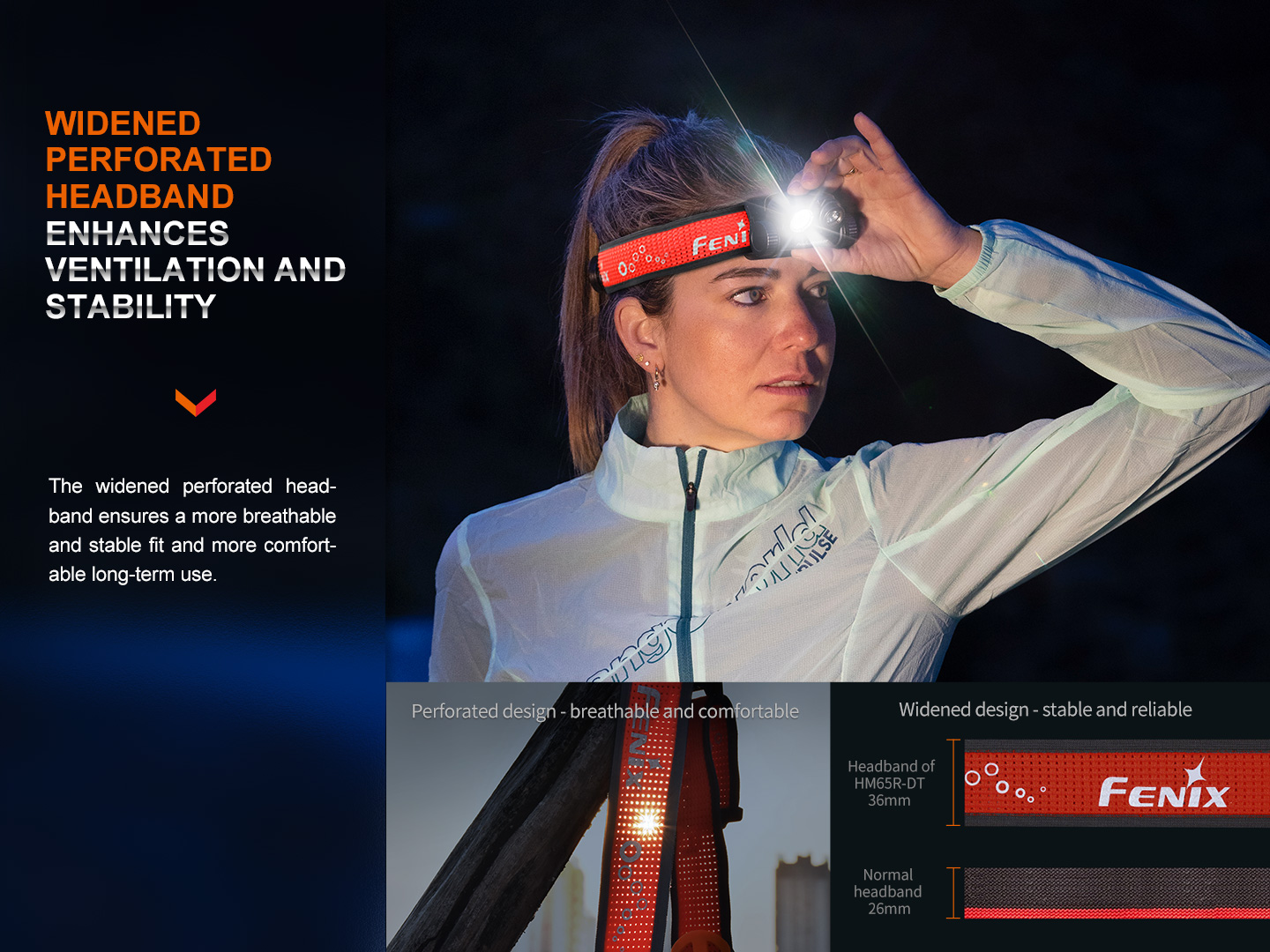 Fenix HM65R-DT – Lanternă frontală – 1500 Lumeni – 170 Metri – Dark Purple