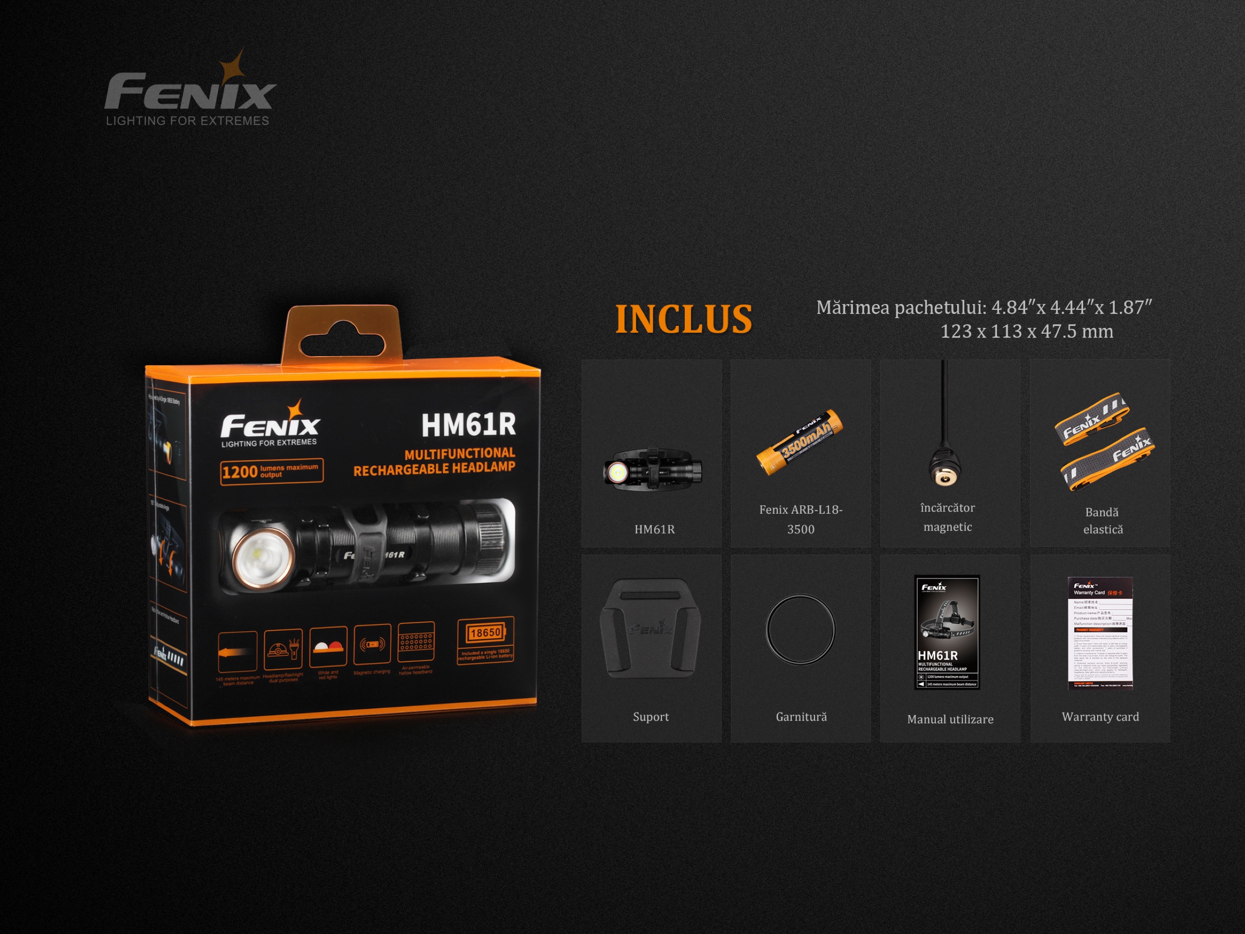 Lanternă frontală Fenix HM61R – 1200 Lumeni