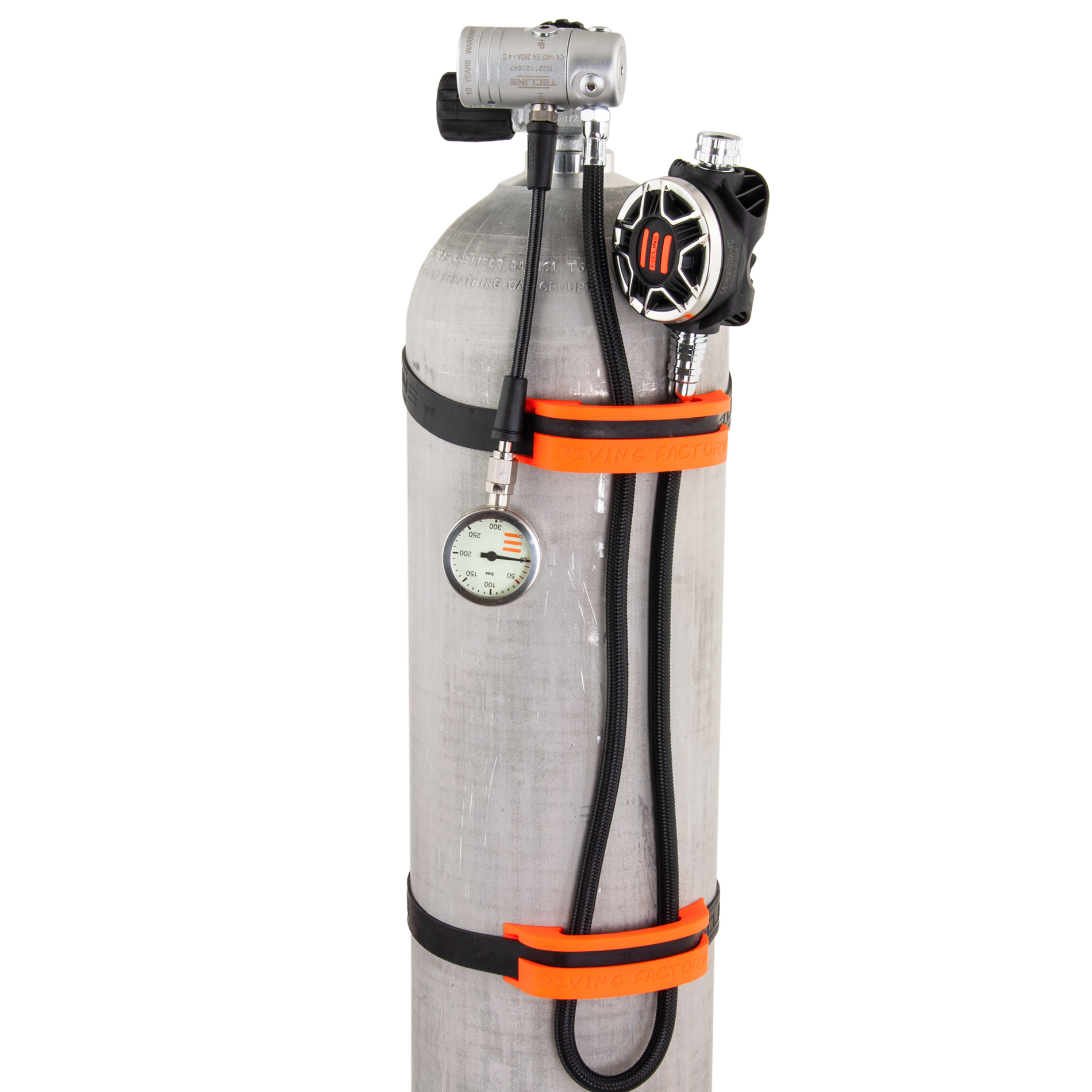 HOSE HOLDERS, for 11,1 / 7 liter aluminum cylinders and other cylinders with a diameter of 182/152 mm.